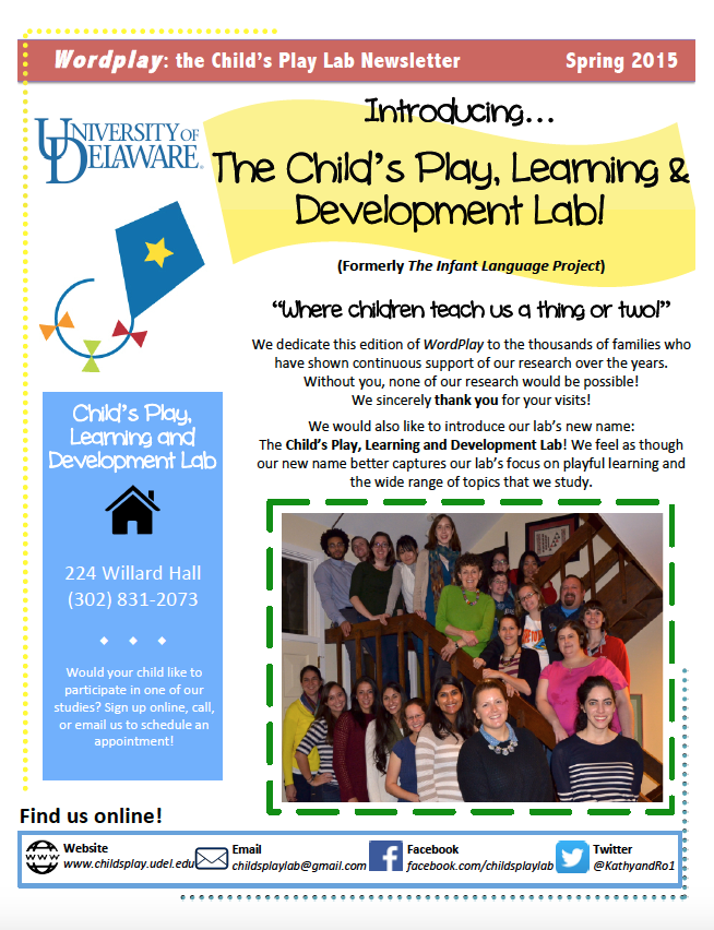 Newsletter Child's Play Learning & Development Lab